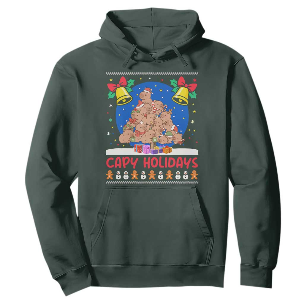 Capybara Christmas Tree Hoodie Funny Capy Holidays Gift TS12 Dark Forest Green Print Your Wear