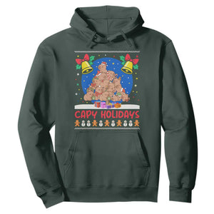 Capybara Christmas Tree Hoodie Funny Capy Holidays Gift TS12 Dark Forest Green Print Your Wear