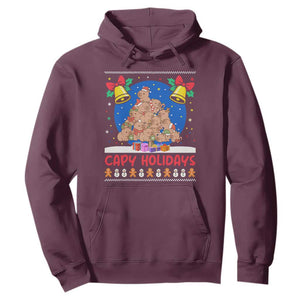 Capybara Christmas Tree Hoodie Funny Capy Holidays Gift TS12 Maroon Print Your Wear
