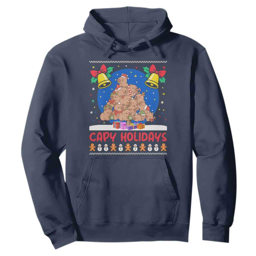 Capybara Christmas Tree Hoodie Funny Capy Holidays Gift TS12 Navy Print Your Wear