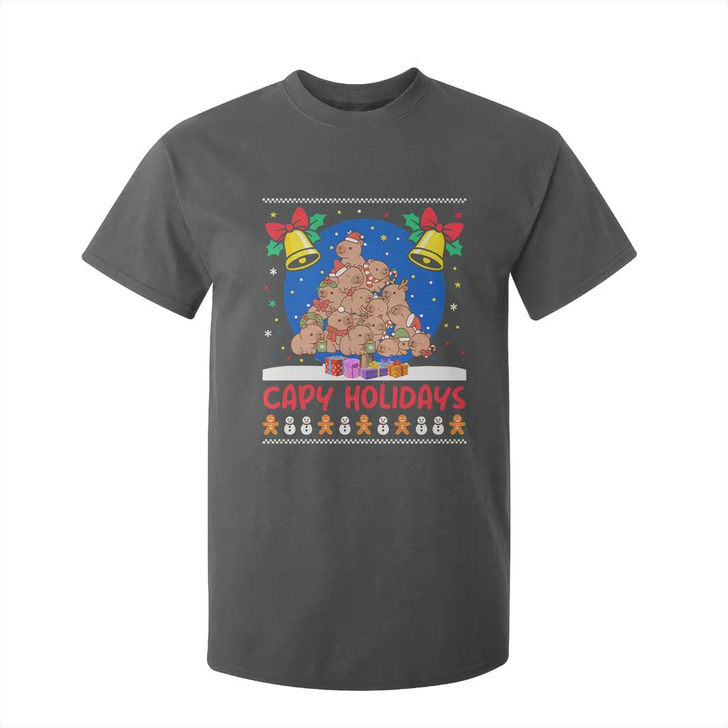 Capybara Christmas Tree T Shirt For Kid Funny Capy Holidays Gift TS12 Dark Heather Print Your Wear