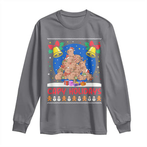 Capybara Christmas Tree Long Sleeve Shirt Funny Capy Holidays Gift TS12 Charcoal Print Your Wear