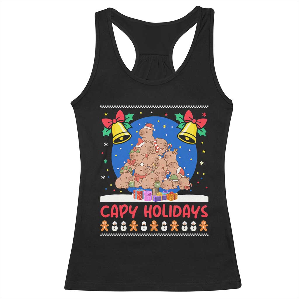 Capybara Christmas Tree Racerback Tank Top Funny Capy Holidays Gift TS12 Black Print Your Wear