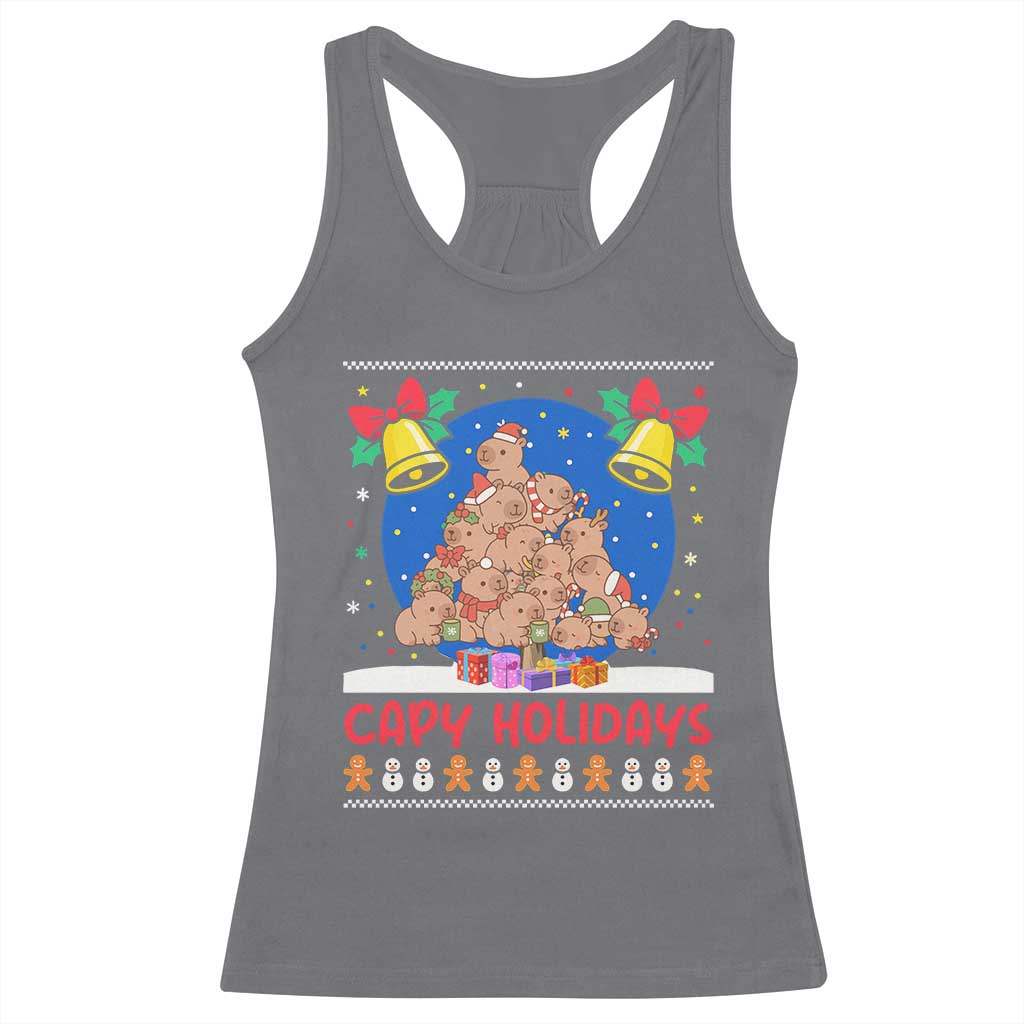 Capybara Christmas Tree Racerback Tank Top Funny Capy Holidays Gift TS12 Charcoal Print Your Wear