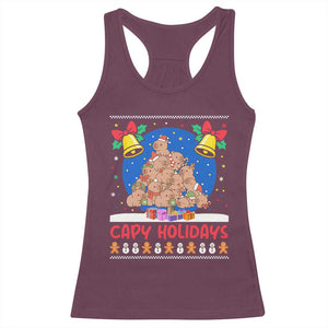 Capybara Christmas Tree Racerback Tank Top Funny Capy Holidays Gift TS12 Maroon Print Your Wear