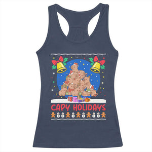 Capybara Christmas Tree Racerback Tank Top Funny Capy Holidays Gift TS12 Navy Print Your Wear