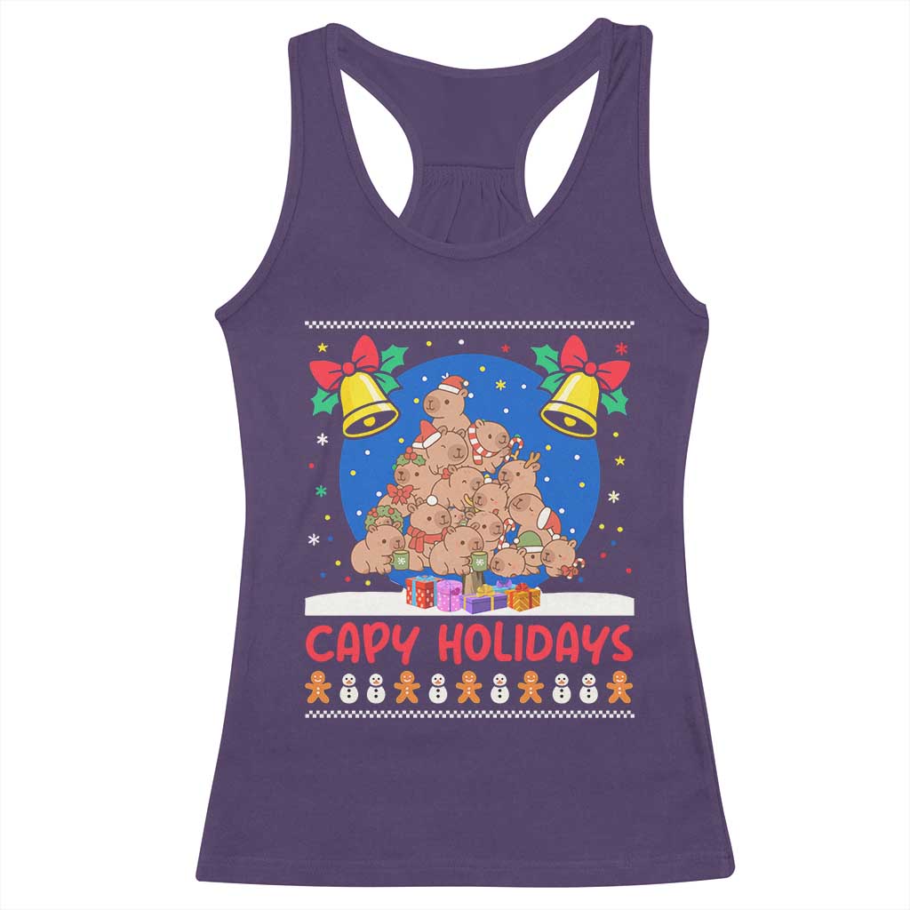 Capybara Christmas Tree Racerback Tank Top Funny Capy Holidays Gift TS12 Purple Print Your Wear