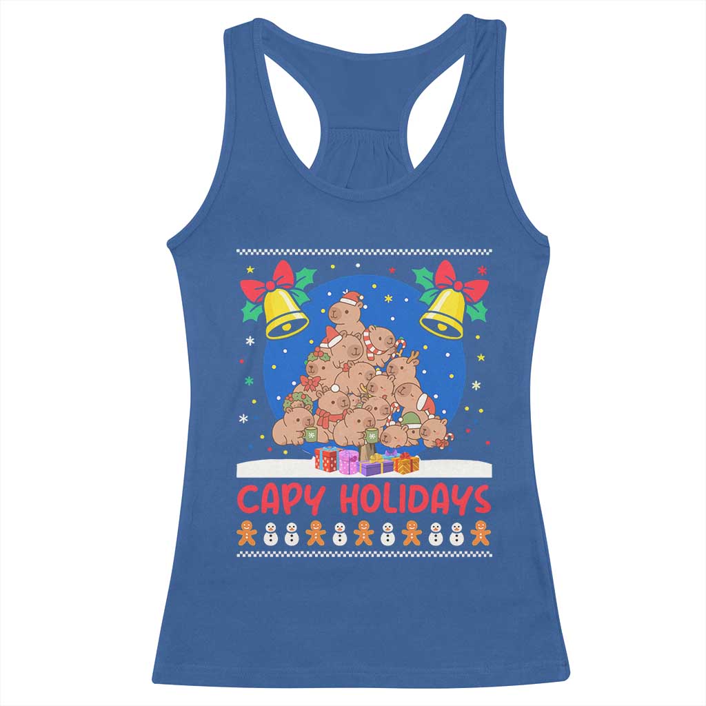 Capybara Christmas Tree Racerback Tank Top Funny Capy Holidays Gift TS12 Royal Blue Print Your Wear