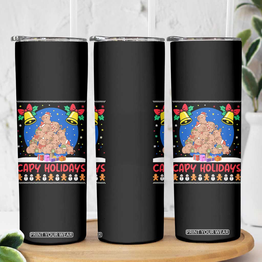 Capybara Christmas Tree Skinny Tumbler Funny Capy Holidays Gift TS12 Print Your Wear