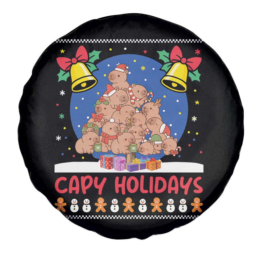 Capybara Christmas Tree Spare Tire Cover Funny Capy Holidays Gift TS12 Print Your Wear