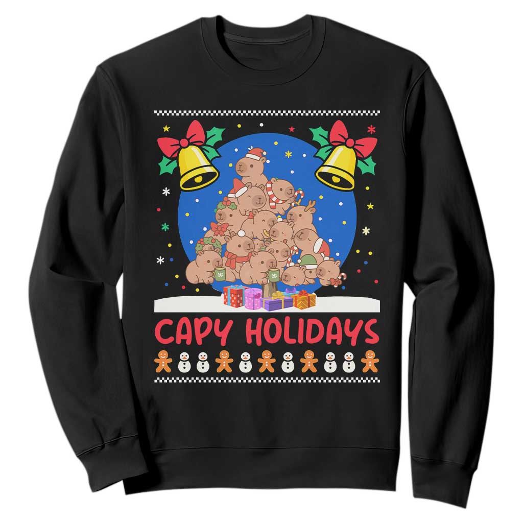 Capybara Christmas Tree Sweatshirt Funny Capy Holidays Gift TS12 Black Print Your Wear