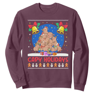 Capybara Christmas Tree Sweatshirt Funny Capy Holidays Gift TS12 Maroon Print Your Wear
