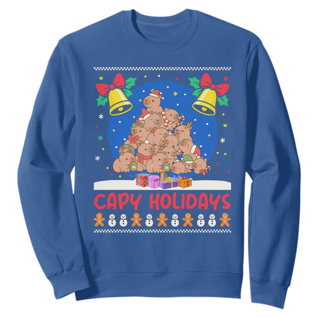 Capybara Christmas Tree Sweatshirt Funny Capy Holidays Gift TS12 Royal Blue Print Your Wear