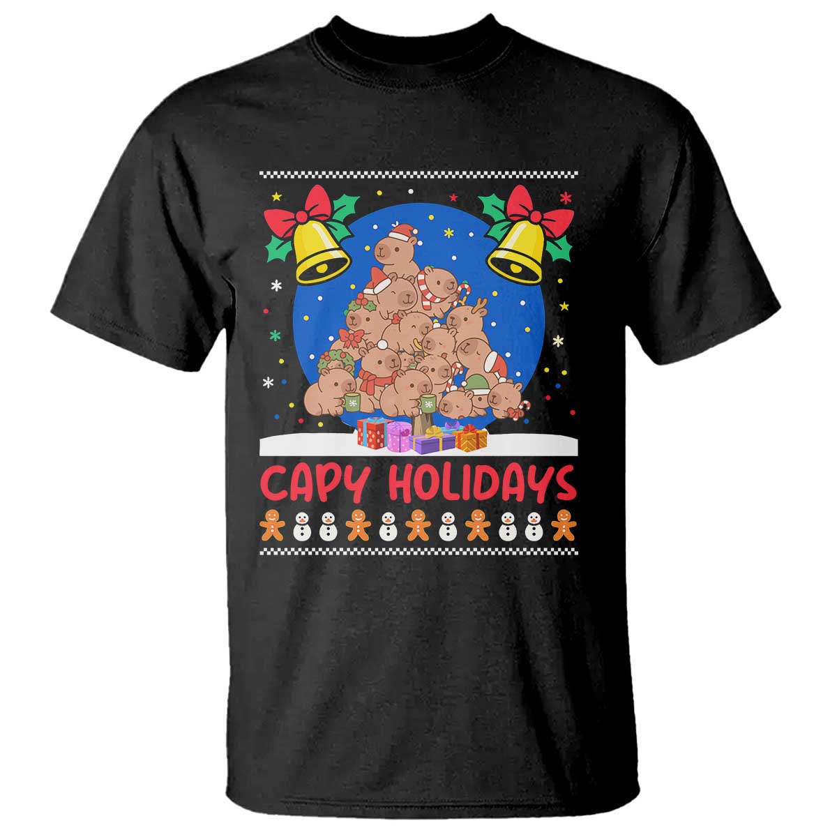Capybara Christmas Tree T Shirt Funny Capy Holidays Gift TS12 Black Print Your Wear