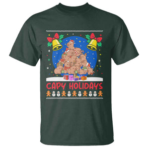 Capybara Christmas Tree T Shirt Funny Capy Holidays Gift TS12 Dark Forest Green Print Your Wear