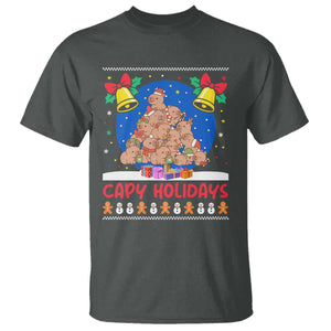 Capybara Christmas Tree T Shirt Funny Capy Holidays Gift TS12 Dark Heather Print Your Wear