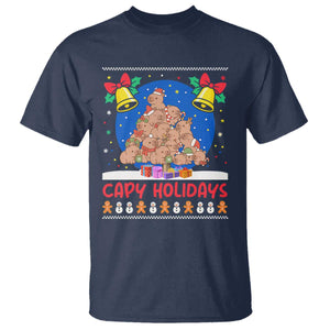 Capybara Christmas Tree T Shirt Funny Capy Holidays Gift TS12 Navy Print Your Wear