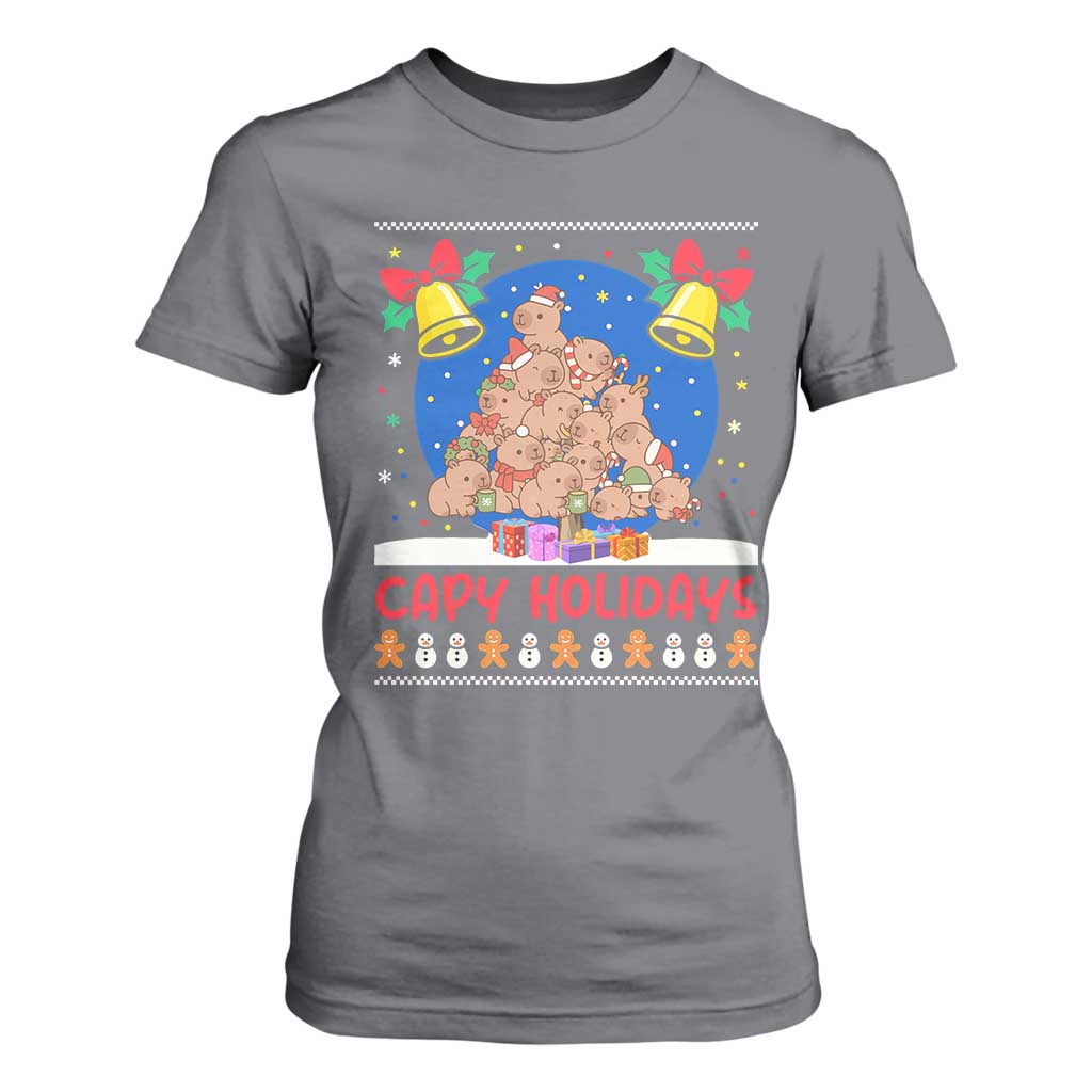 Capybara Christmas Tree T Shirt For Women Funny Capy Holidays Gift TS12 Charcoal Print Your Wear