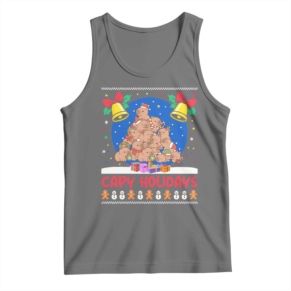Capybara Christmas Tree Tank Top Funny Capy Holidays Gift TS12 Black Heather Print Your Wear