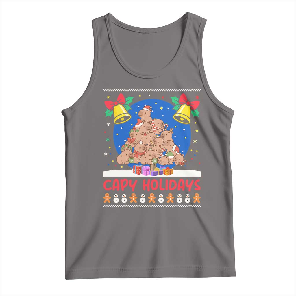 Capybara Christmas Tree Tank Top Funny Capy Holidays Gift TS12 Deep Heather Print Your Wear