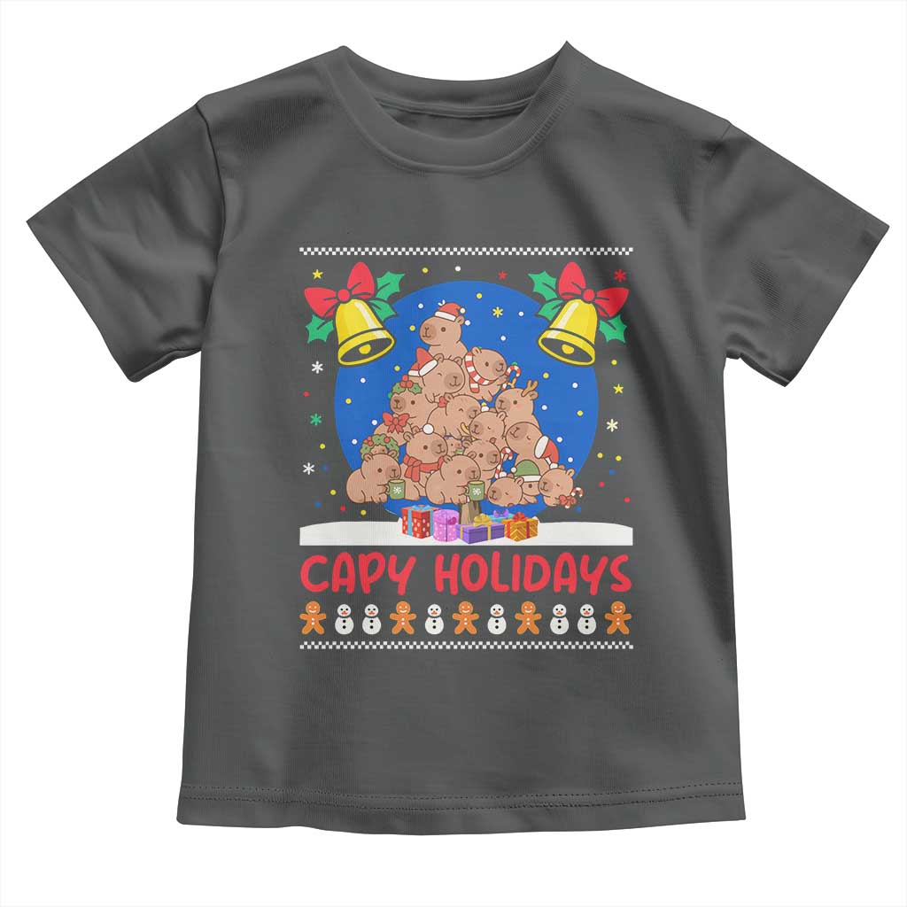 Capybara Christmas Tree Toddler T Shirt Funny Capy Holidays Gift TS12 Dark Heather Print Your Wear