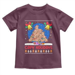 Capybara Christmas Tree Toddler T Shirt Funny Capy Holidays Gift TS12 Maroon Print Your Wear