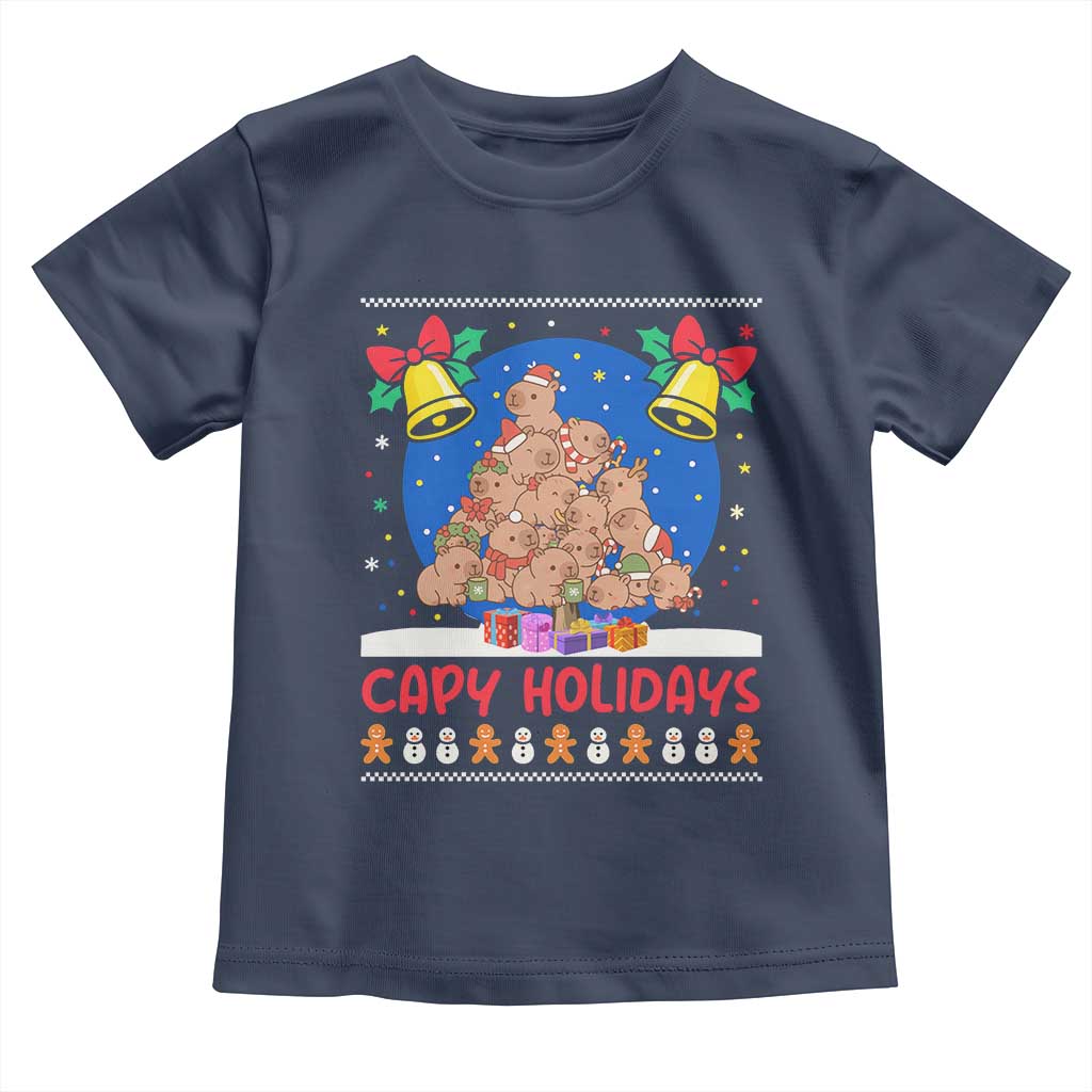 Capybara Christmas Tree Toddler T Shirt Funny Capy Holidays Gift TS12 Navy Print Your Wear