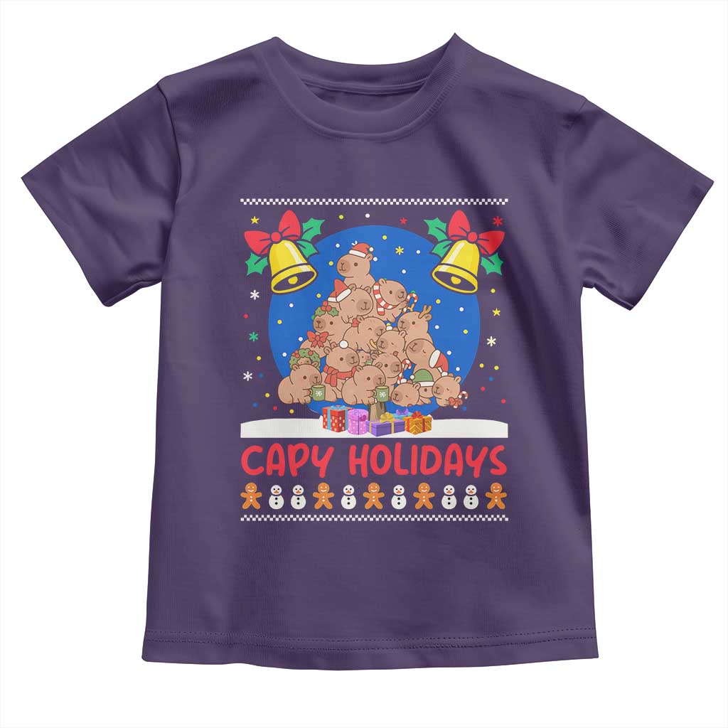 Capybara Christmas Tree Toddler T Shirt Funny Capy Holidays Gift TS12 Purple Print Your Wear