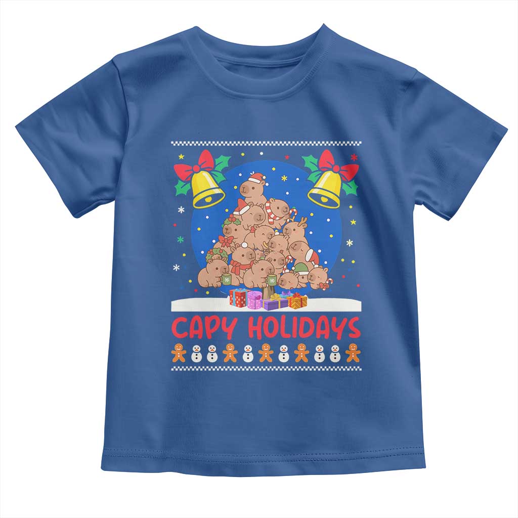 Capybara Christmas Tree Toddler T Shirt Funny Capy Holidays Gift TS12 Royal Blue Print Your Wear