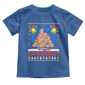 Capybara Christmas Tree Toddler T Shirt Funny Capy Holidays Gift TS12 Royal Blue Print Your Wear