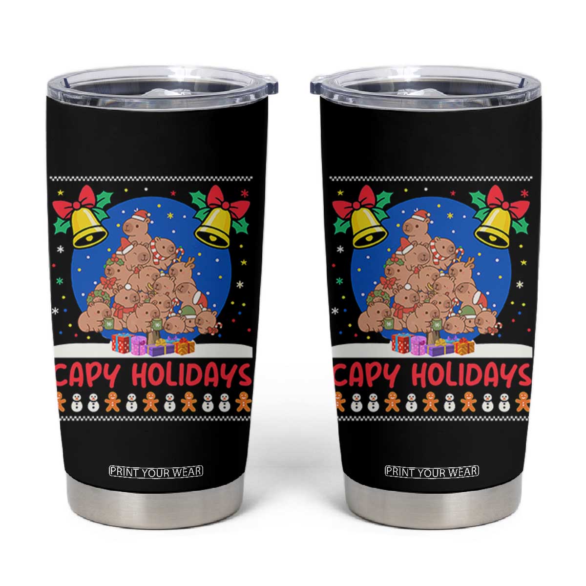 Capybara Christmas Tree Tumbler Cup Funny Capy Holidays Gift TS12 Black Print Your Wear