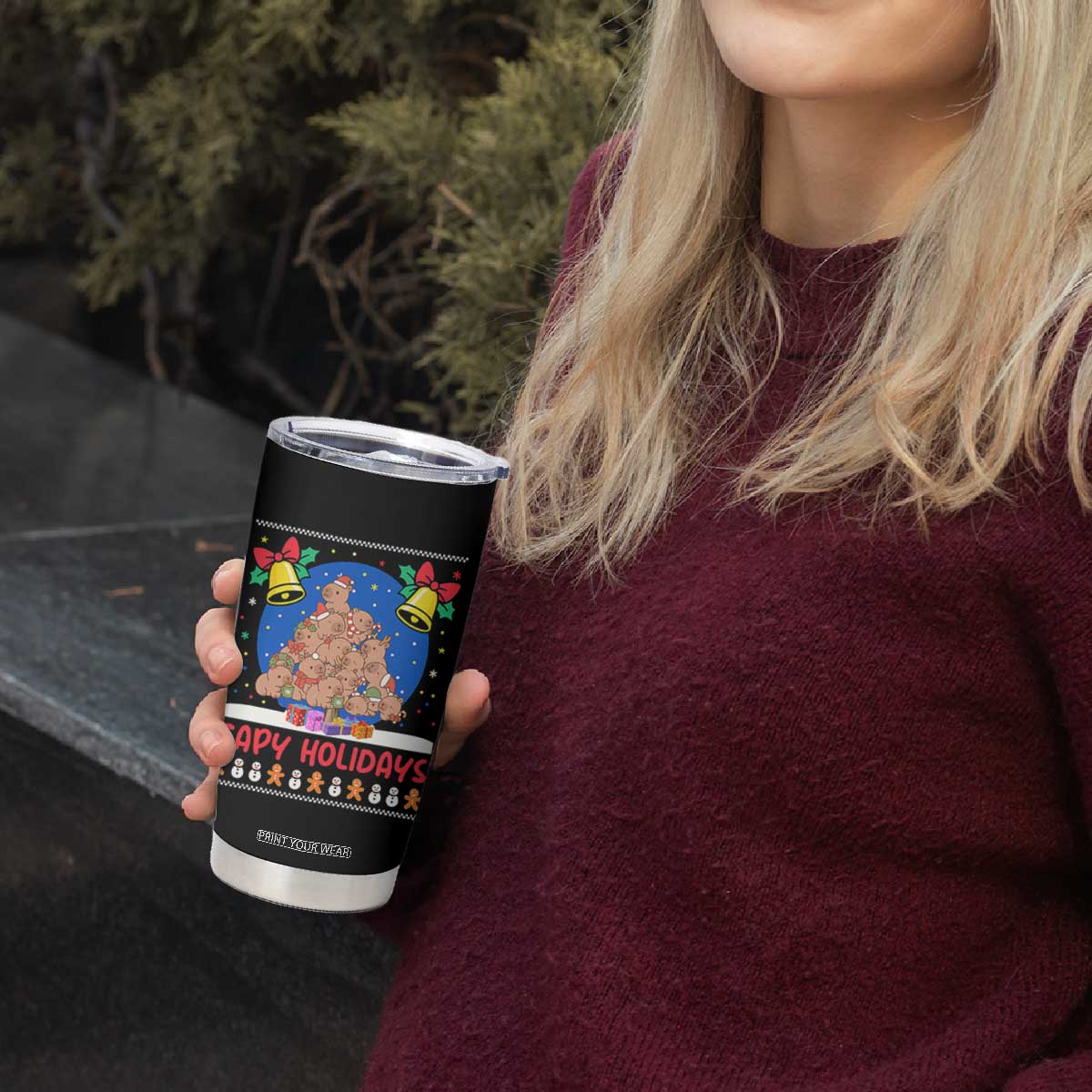 Capybara Christmas Tree Tumbler Cup Funny Capy Holidays Gift TS12 Print Your Wear