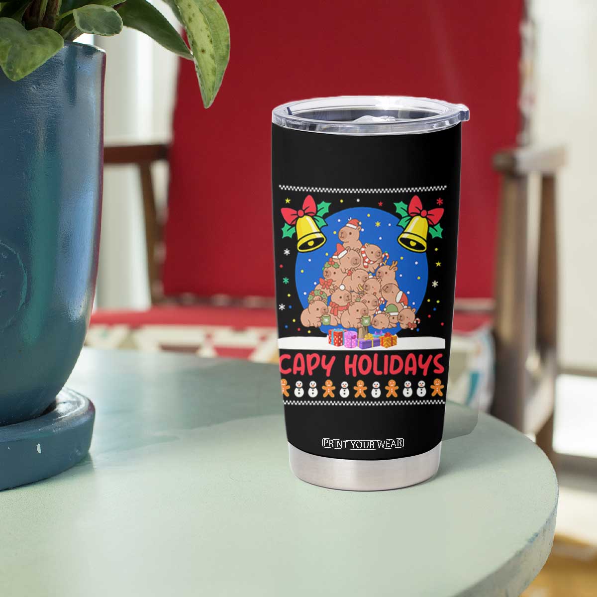 Capybara Christmas Tree Tumbler Cup Funny Capy Holidays Gift TS12 Print Your Wear