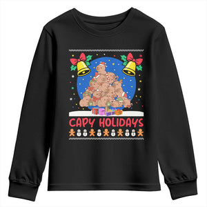 Capybara Christmas Tree Youth Sweatshirt Funny Capy Holidays Gift TS12 Black Print Your Wear