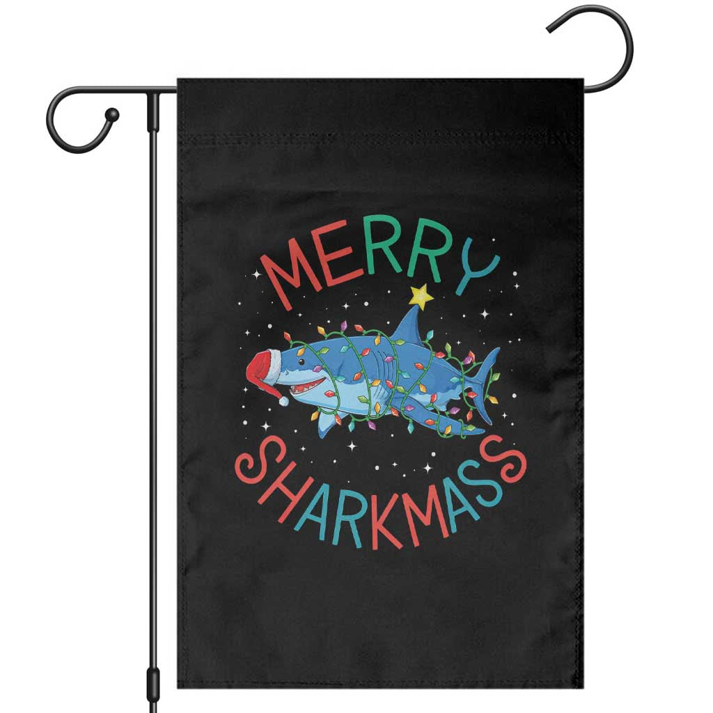 Christmas Shark Garden Flag Funny Merry Sharkmas Xmas Gift TS12 Black Print Your Wear
