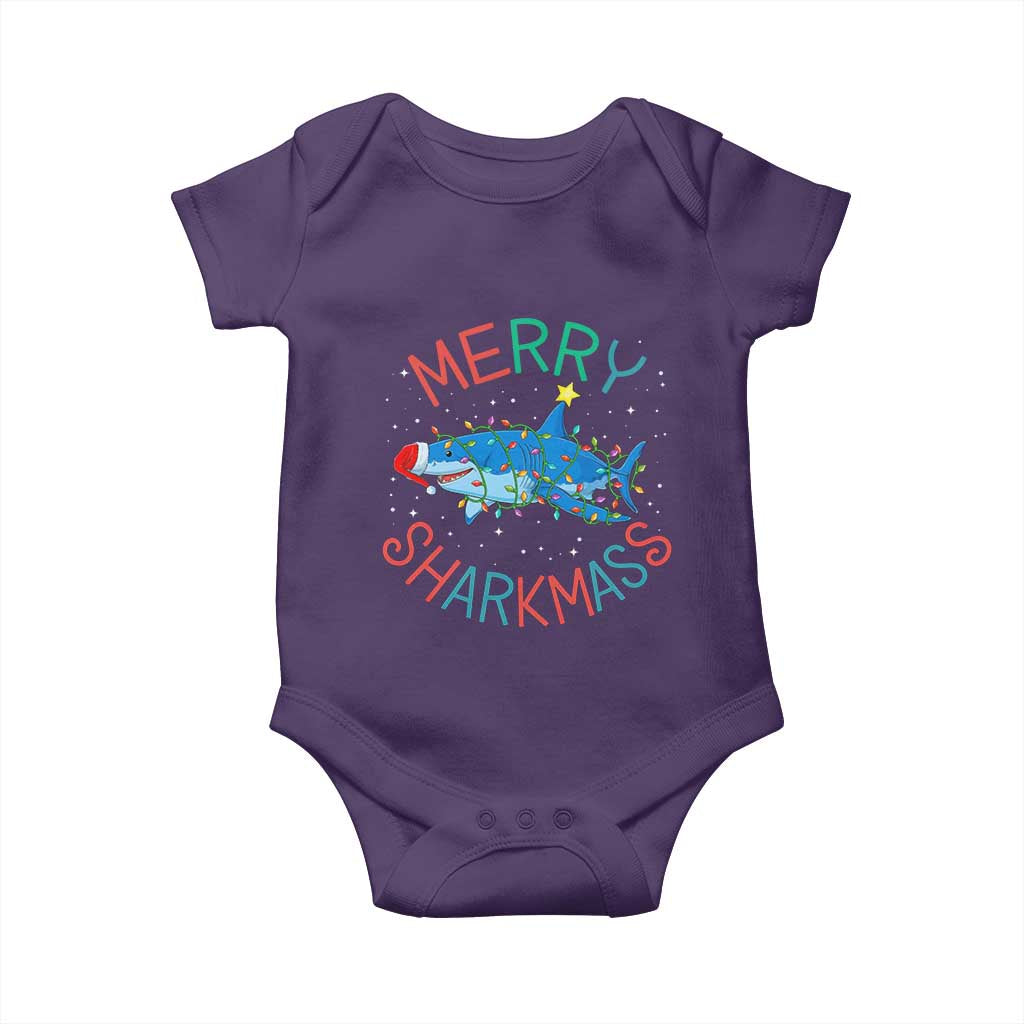 Christmas Shark Baby Onesie Funny Merry Sharkmas Xmas Gift TS12 Purple Print Your Wear
