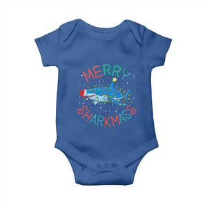 Christmas Shark Baby Onesie Funny Merry Sharkmas Xmas Gift TS12 Royal Blue Print Your Wear