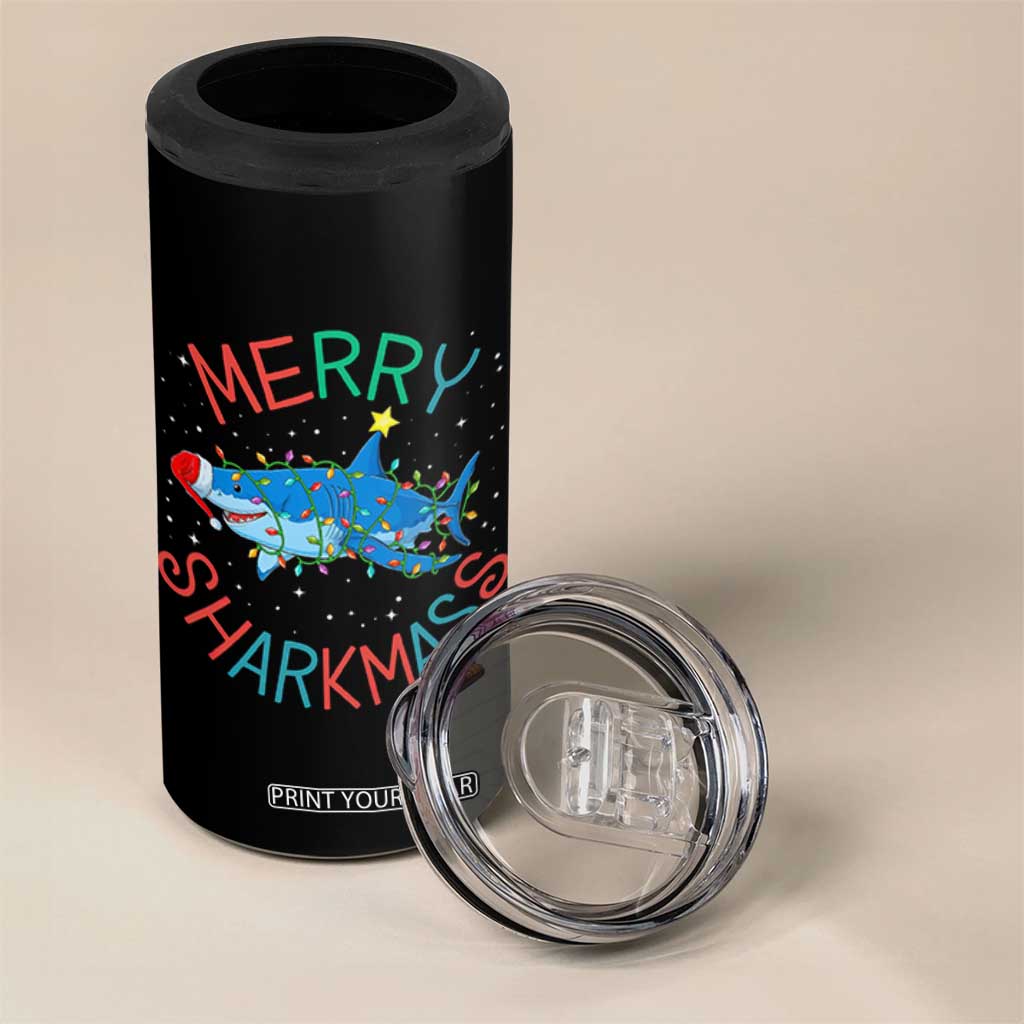 Christmas Shark 4 in 1 Can Cooler Tumbler Funny Merry Sharkmas Xmas Gift TS12 Print Your Wear