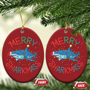 Xmas Shark Christmas Ornament Funny Merry Sharkmas Xmas Gift TS12 Oval Red Print Your Wear