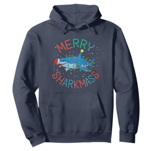 Christmas Shark Hoodie Funny Merry Sharkmas Xmas Gift TS12 Navy Print Your Wear