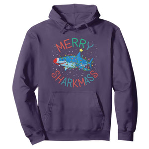 Christmas Shark Hoodie Funny Merry Sharkmas Xmas Gift TS12 Purple Print Your Wear