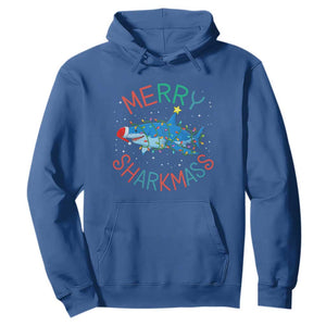Christmas Shark Hoodie Funny Merry Sharkmas Xmas Gift TS12 Royal Blue Print Your Wear