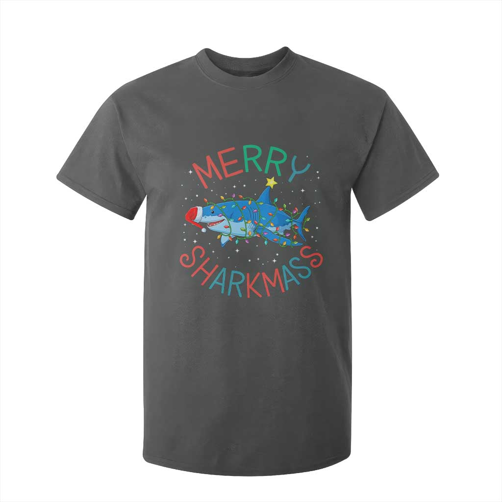 Christmas Shark T Shirt For Kid Funny Merry Sharkmas Xmas Gift TS12 Dark Heather Print Your Wear