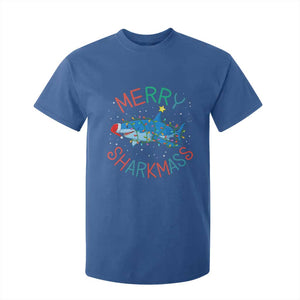 Christmas Shark T Shirt For Kid Funny Merry Sharkmas Xmas Gift TS12 Royal Blue Print Your Wear