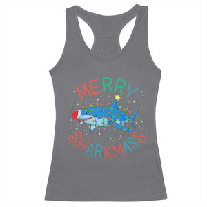 Christmas Shark Racerback Tank Top Funny Merry Sharkmas Xmas Gift TS12 Charcoal Print Your Wear