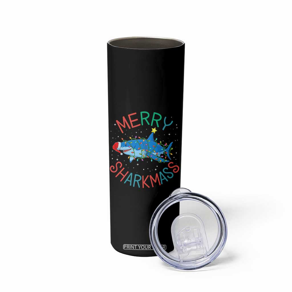 Christmas Shark Skinny Tumbler Funny Merry Sharkmas Xmas Gift TS12 Print Your Wear