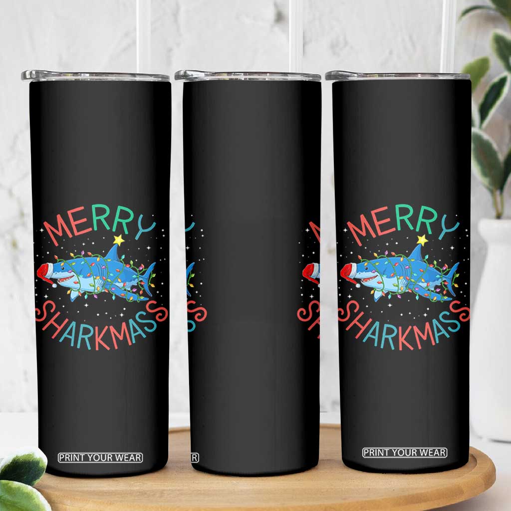 Christmas Shark Skinny Tumbler Funny Merry Sharkmas Xmas Gift TS12 Print Your Wear