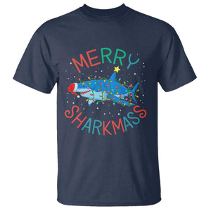 Christmas Shark T Shirt Funny Merry Sharkmas Xmas Gift TS12 Navy Print Your Wear