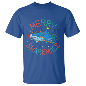 Christmas Shark T Shirt Funny Merry Sharkmas Xmas Gift TS12 Royal Blue Print Your Wear