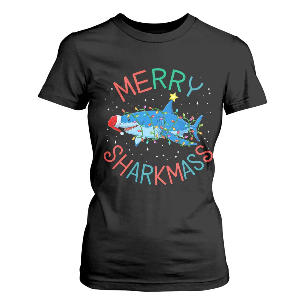 Christmas Shark T Shirt For Women Funny Merry Sharkmas Xmas Gift TS12 Black Print Your Wear